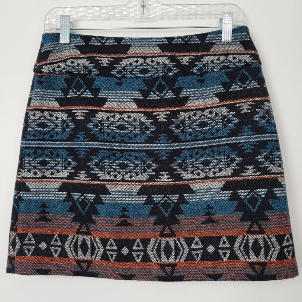 Dalia Collection 2010s Southwestern Aztec Textured Mini Skirt Modern Folklore